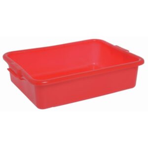 Red rectangular plastic storage container