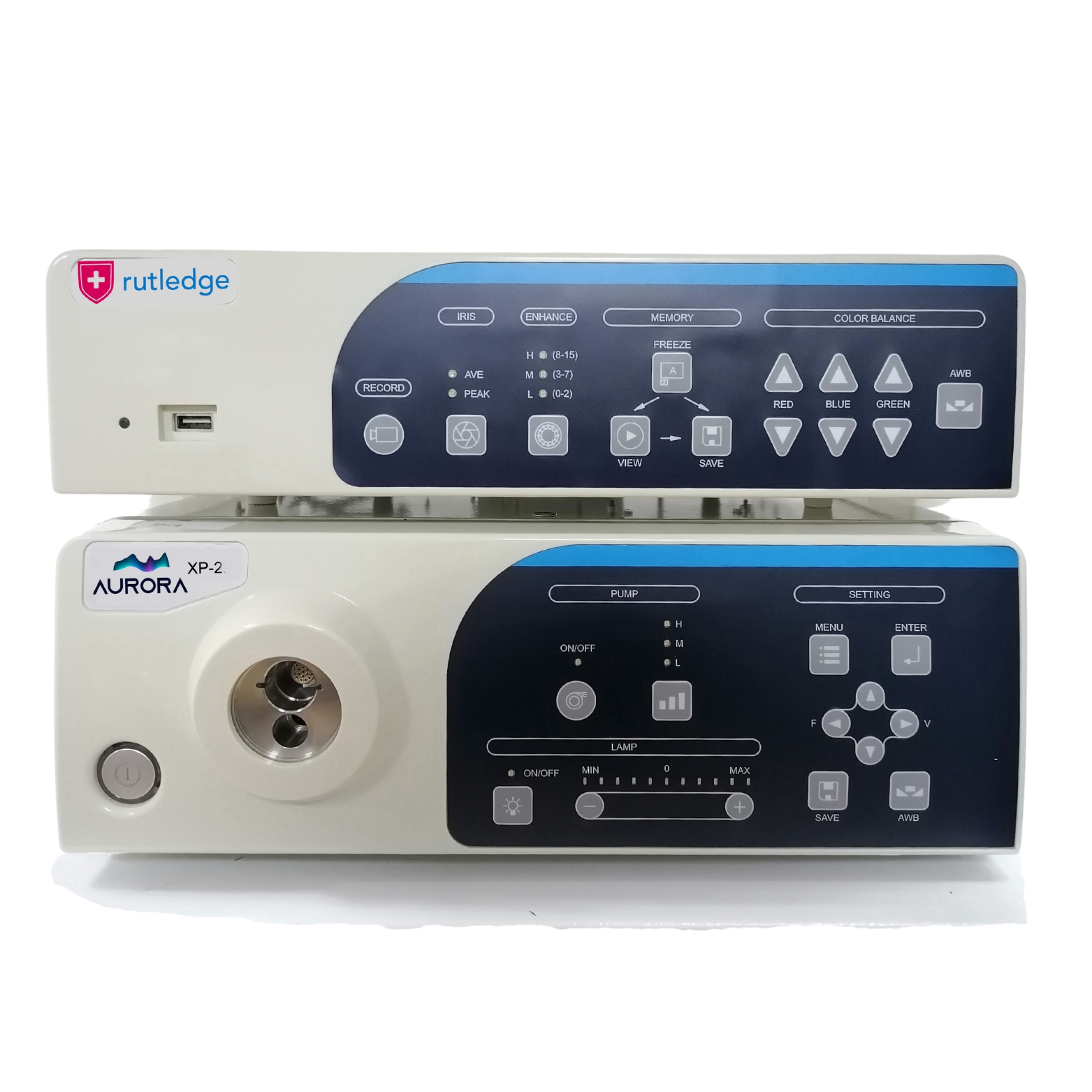 Two medical devices with control panels for operational settings