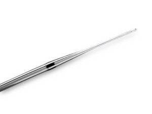 Silver telescopic rod on white background