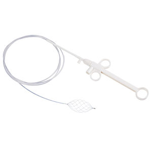 White medical catheter with mesh end and tubing