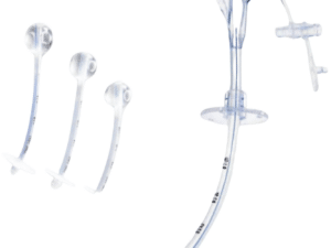 Various sizes of clear medical gastrostomy tubes