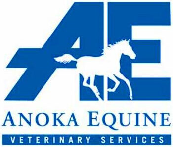 Logo of Anoka Equine Veterinary Services, horse silhouette.