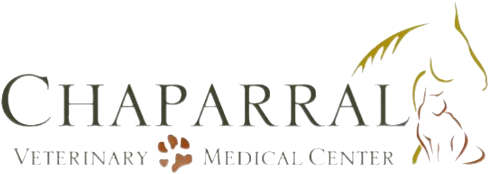 Chaparral Veterinary Medical Center logo with horse silhouette