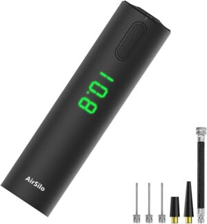 Digital portable tire inflator with LED display and accessories