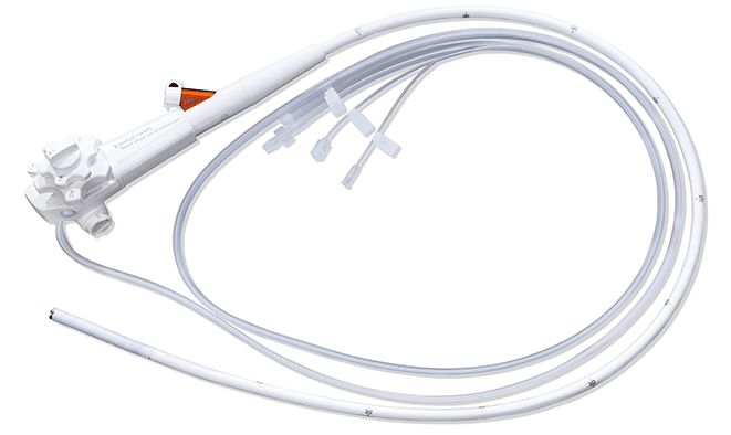 White medical IV infusion set isolated on white