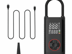 Digital tire inflator with USB cables and nozzle