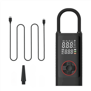 Digital tire inflator with USB cables and nozzle